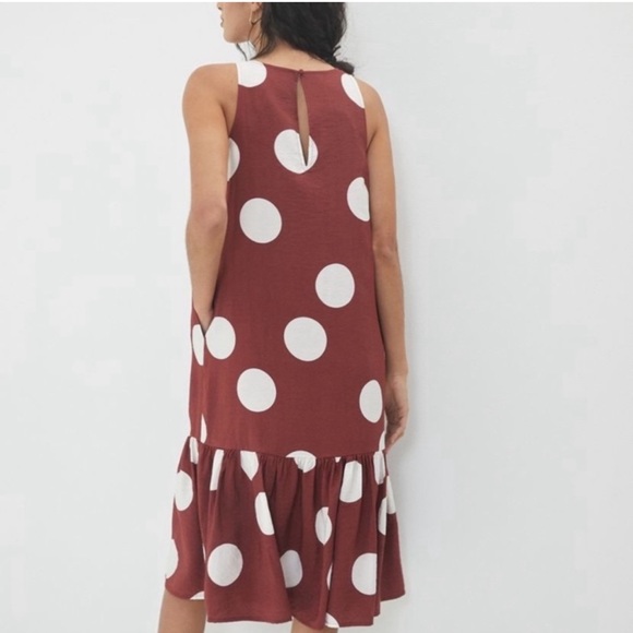 Anthropologie Dress Michaela Flounced Polka Dot Midi Sleeveless Dress XL - Picture 4 of 12